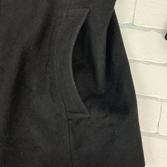 Michael Kors Wool Pea Coat Jacket Black Hooded Size 8 Pockets Snap buttons - Picture 10 of 16